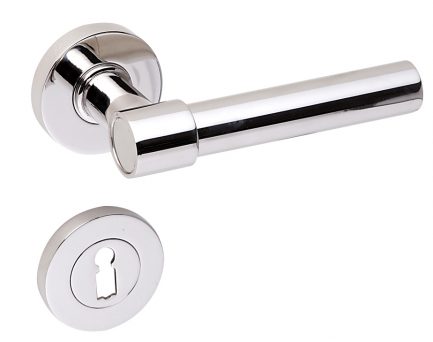 CIC 66-07 Drücker-Rosettengarnitur - Lieferbar in Nickel poliert, matt vernickelt, gunmetal matt PVD beschichtet und Edelstahl matt
