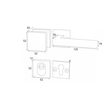 HALCÖ Bauhaus schwarzSTAHL Sicherheitsgarnitur GRO SHK KNO Q 20-44 KZS SS