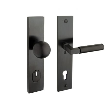 SAAM & BATZ Haustür Sicherheits Langschildgarnitur KNO 245-02 SH FLC GM Gunmetal 92 mm