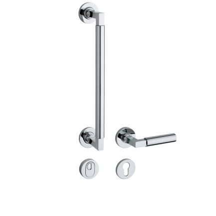 SAAM & BATZ Sicherheits Stoßgriff / Rosettengarnitur im Design nach Walter Gropius GRO 211-020 300 20-07 SH KZS