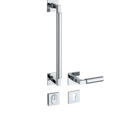 SAAM & BATZ Sicherheits Stoßgriff / Rosettengarnitur im Design nach Walter Gropius GRO 211-044 / 20-44F SH KZS