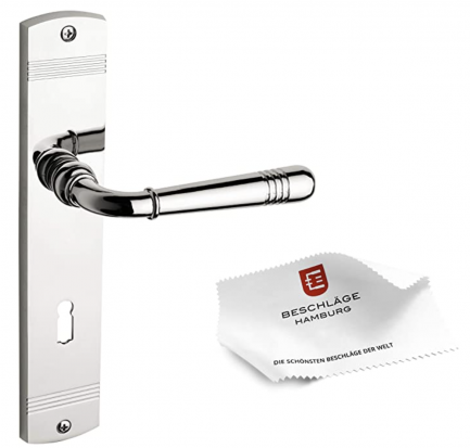 tecnoGRIFF Art dèco Langschild Garnitur EMILY 70-09 ZAMAK in Nickel poliert PVD beschichtet
