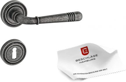 tecnoGRIFF Art dèco Rosetten Garnitur EMILY 70-07 ZAMAK in Dark Antique Steel DAS