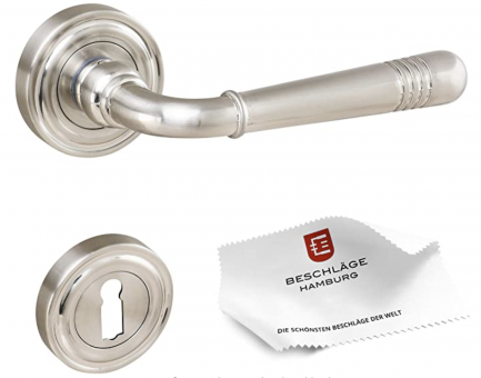 tecnoGRIFF Art dèco Rosetten Garnitur EMILY 70-07 ZAMAK in MATT VERNICKELT MMN