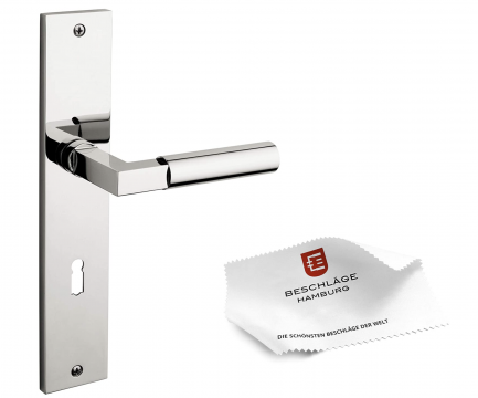 tecnoGRIFF BAUHAUS Langschildgarnitur GRO 20-04ZAMAK in Nickel poliert MPN PVD