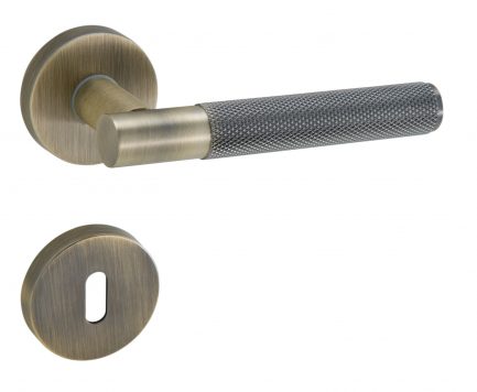 tecnoGRIFF Rosetten Garnitur TITAN 07 CROSS CUT AB - Antique Brass